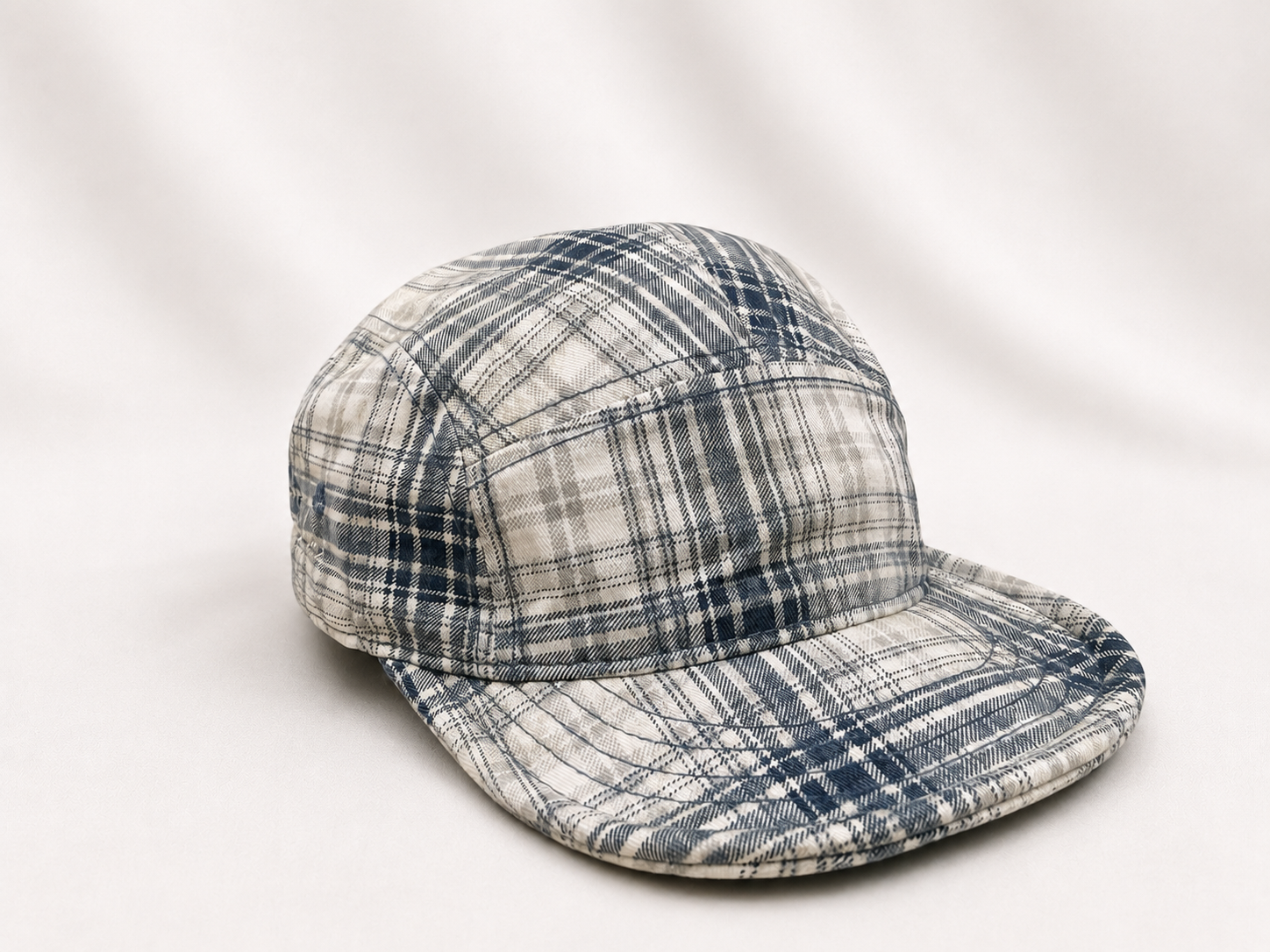 Blå Plaid kasket - forfra