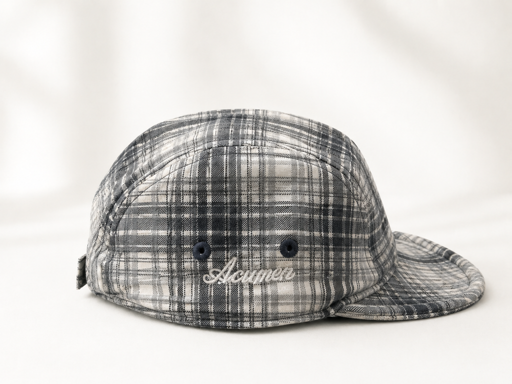 Grå Plaid kasket - fra siden