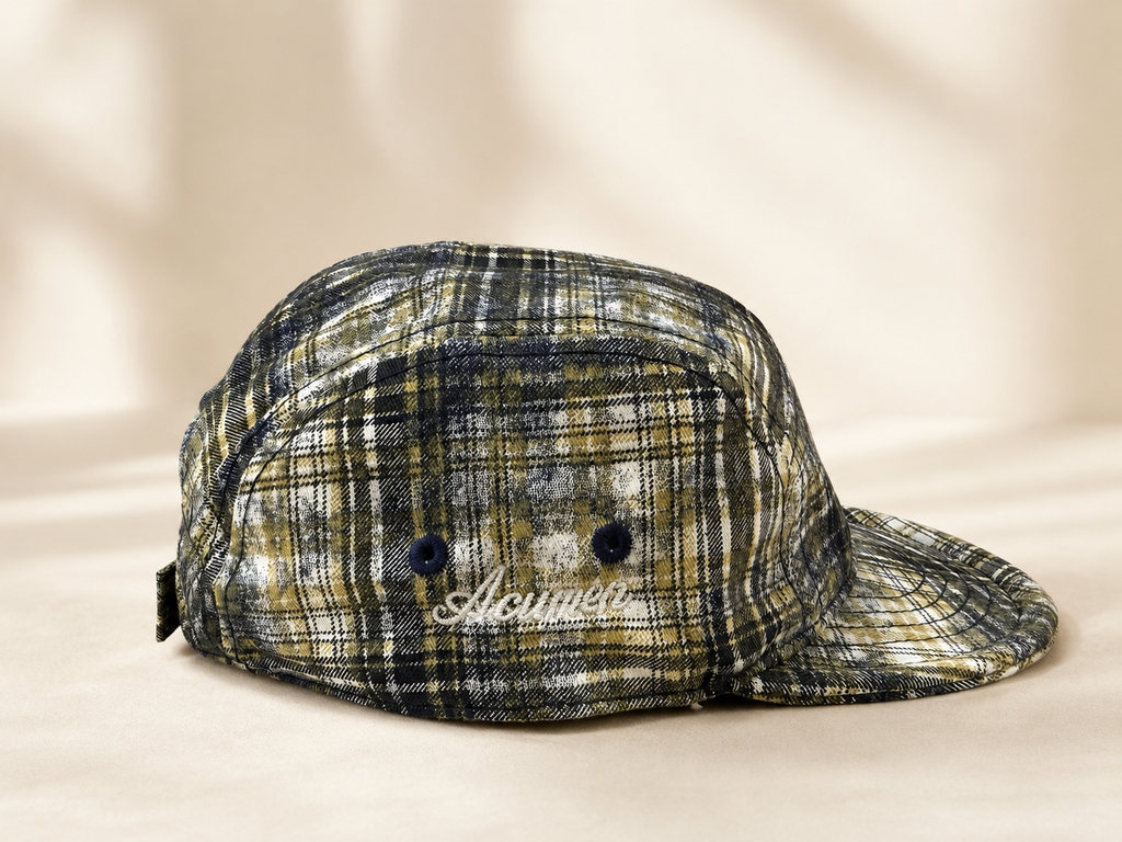 Grøn Plaid kasket - fra siden